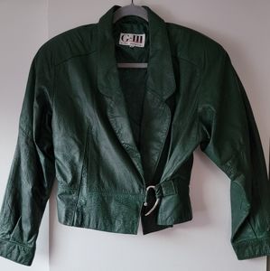 Vintage G-III Women's Small Green Leather Jacket